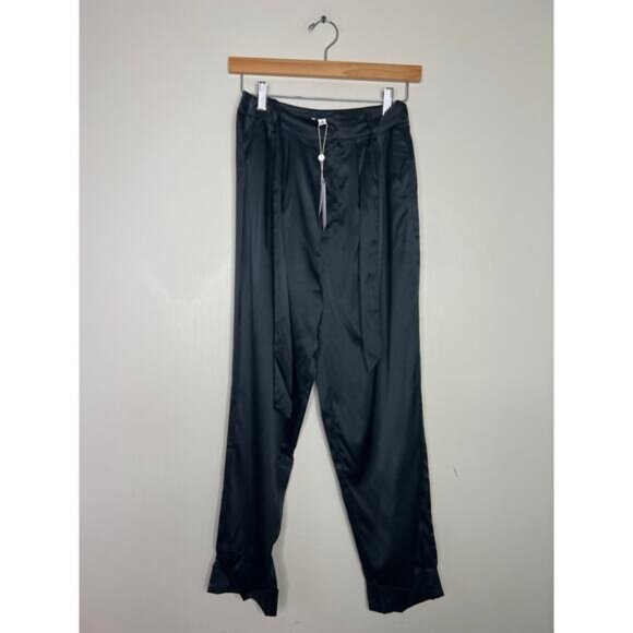 NWT Cami Nyc Hadar Waist Tie Silk Stretch Pants Women's Black Size: 2 - Picture 2 of 8